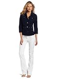Jones New York Womens Three-Fourth Sleeve Poplin Button Front Jacket