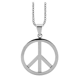 Stainless Steel Peace Sign Pendant 20necklace