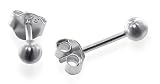 Sterling Silver 3mm Plain Ball Post Back Stud Earrings