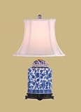 BLUE & WHITE SCALLOPS TEA JAR LAMP