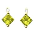 14K Yellow Gold Peridot and Diamond Earrings
