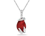 Pear Shaped Garnet and Diamond Pendant in White Gold