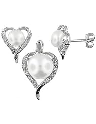 Sterling Silver and Freshwater Pearl Earring and Pendant Set
