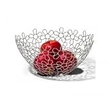 Chrome Flower Fruit Bowl Holder Steel Wire Basket Kitchen