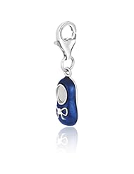 Sterling Silver Baby Shoe Blue Enameled Charm