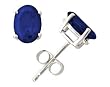 All-Natural Genuine 5x3 mm, Oval Sapphire earrings set in Platinum