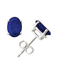 4.00 Carat All-Natural Genuine 9x7mm, Oval Sapphire Earrings set in 14k White Gold - Limited time Offer!