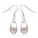 S925 Sterling Silver Created Pearl Drop Pendant Necklace and Earrings Set