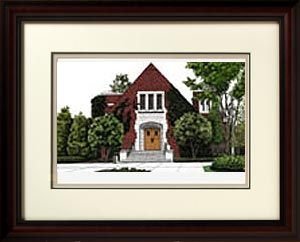 Alma Mater- Michigan State University, Alumni Chapel Framed Lithograph