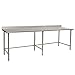 Eagle T3096GTB-BS Stainless Steel Work Table with Backsplash & Galvanized Tube Base, 30" x 96" x 30"