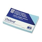 Esselte 7521BLU Oxford Index Card, Ruled, 5 x 8, Blue, 100 Per Pack