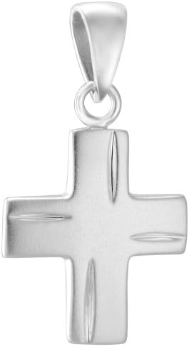 VINANI brand Germany 925 Sterling Silver Pendant Cross medium-sized crystallized matte AKM-EZ