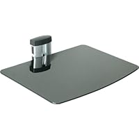 Singel Adjustable Wall AV Component Shelf with Black Glass and Aluminum Body Shelf for DVD or blu-ray,dvr,vcr, Other AV Equipment Tempered Glass and Aluminium Certified DS-1 Wall Mounted Shelf