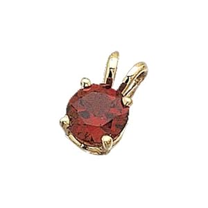 14K Yellow Gold Genuine Mozambique Garnet Solitaire Pendant