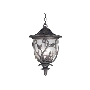 Kenroy Home 70204AP Meadow 3-Light Hanging Lantern with Clear Seeded Glass Shade, Antique... by 