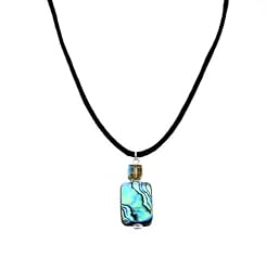 Necklace - N1 - Genuine Abalone Shell and Fire Polished Glass ~ Rectangle (1/2" Diameter)