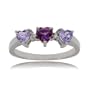 Tanzanite Heart Ring W/ Amethyst Diamond 10K White Gold