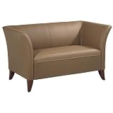 Office Star Taupe Leather Club Love Seat SL1872 by Office Star