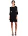 Donna Morgan Women's 3/4 Sleeve Loop Fringe Solid Jersey Dress, Black, 10