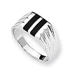 Onyx and Sterling Silver Men's Ring (Sizes 9-11)