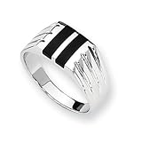 Onyx and Sterling Silver Men's Ring (Sizes 9-11)