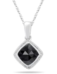 1.45 Cts Black Diamond Solitaire Pendant in 14K White Gold
