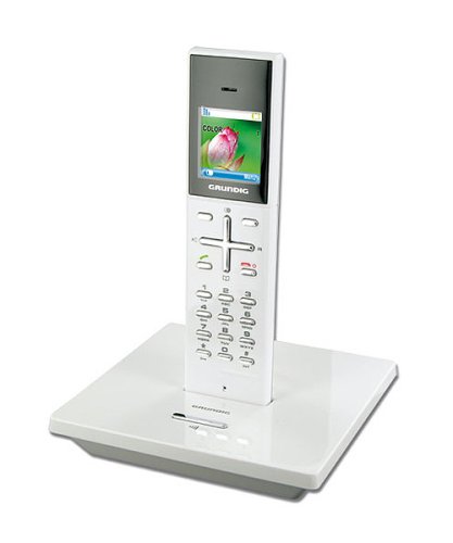 Grundig Illion 1 schnurloses DECT-Telefon mit Farbdisplay, SMS-Funktion und polyphonen Klingeltönen weiss
