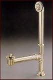 Complete Brass Add-on Shower Combo Set for Clawfoot Tub - Faucet, Riser, Shower Rod, Drain, Lines