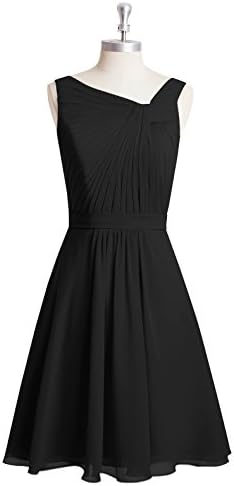 Emyrin Knee-length A-line Black Bridesmaid Dresses Beautiful Chiffon Skirt