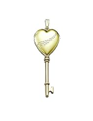 Solid 14K Yellow Gold Small Heart "Cascade of Hearts" KEY Locket 1/2 inch x 1-1/4 inch Solid 14K Yellow Gold