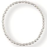 Silver Bead Candy Cultured Pearl Stretch Bracelet, Peach Pink