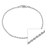 Sterling Silver 2mm Italian Rope Chain Anklet 9