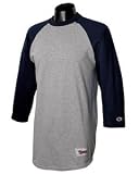 Cotton Tagless Raglan Baseball Tee Shirt, Color: Oxford/Navy, Size: XXX-Large