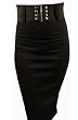 Rockabilly Pinup High Waist Belted Fitted Black Sexy Skirt L