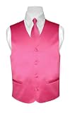 BOY'S Solid HOT PINK FUCHSIA Color Dress Vest NeckTie Set