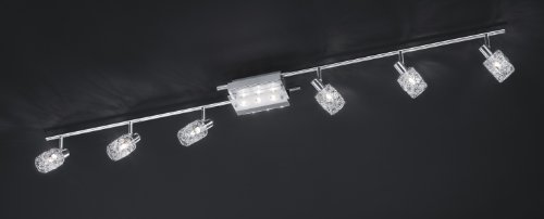 Trio-Leuchten 815110906 Schiene inklusiv 9x G9/28 W Eco, Chrom, Glas satiniert/klar, Aluminiumgeflecht mit Glasfacetten
