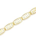 New Ladies 14k Bonded Gold Greek Key Link 7 Bracelet