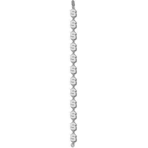 Michigan State University Sm S Polish Bracelet 7 (Silver)