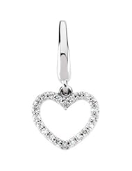 14K White Gold, 1/8 cttw Diamond Heart Charm