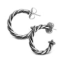 Sterling Silver Antiqued Twist Rope Small Hoop Earrings