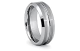 Tungsten Carbide Ring Satin High Polish Beveled Edges 8mm