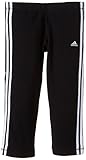 adidas Girl's Essentials Three-Quarter Tights - Black/White, Size 116