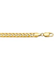 14K 30" Yellow Gold 6.7mm Polish Diamond Cut Miami Cuban Link Chain With Lobster Clasp