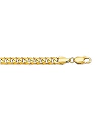 14K 8.50" Yellow Gold 6.7mm Polish Diamond Cut Miami Cuban Link Chain With Lobster Clasp