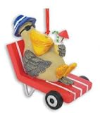 Tropical Pelican Lounging Island Christmas Ornament