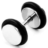 Boucles d'oreilles calibre 16,bouchons, argent acier inoxydable,bijoux hommes