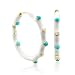 18k Gold Plating Silver Enamel Turquoise and Diamond Hoop Earrings - 1.70 carat