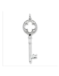 Four Leaf Clover Textured Key Pendant in Sterling Silver