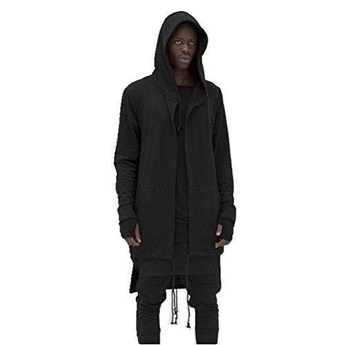 Olrik mens hooded outwear plus long hoodies overcoat black m