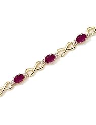 10K Yellow Gold Oval Ruby and Diamond Bracelet